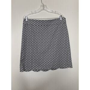 Talbots Size 12 Black White Scallop Hem Cotton Blend Skirt Lined Side Zip Geom